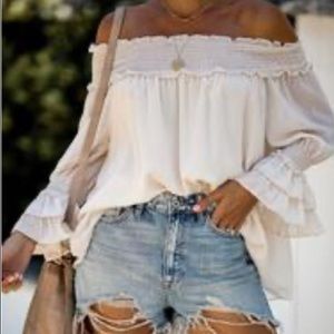Longing for you Off the shoulder cream top